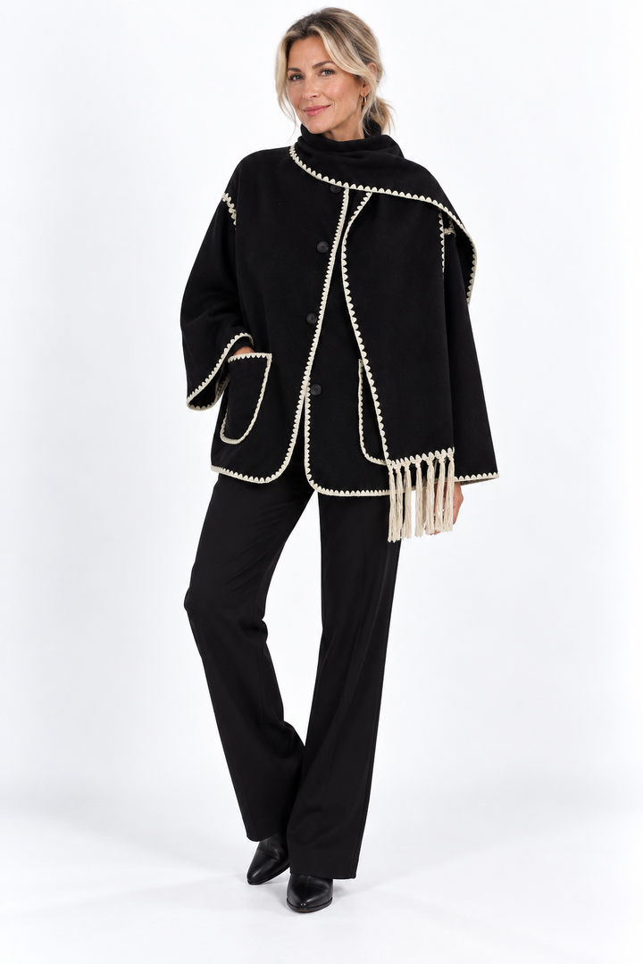 Calindra™ – Contrast Trim Cape Jacket