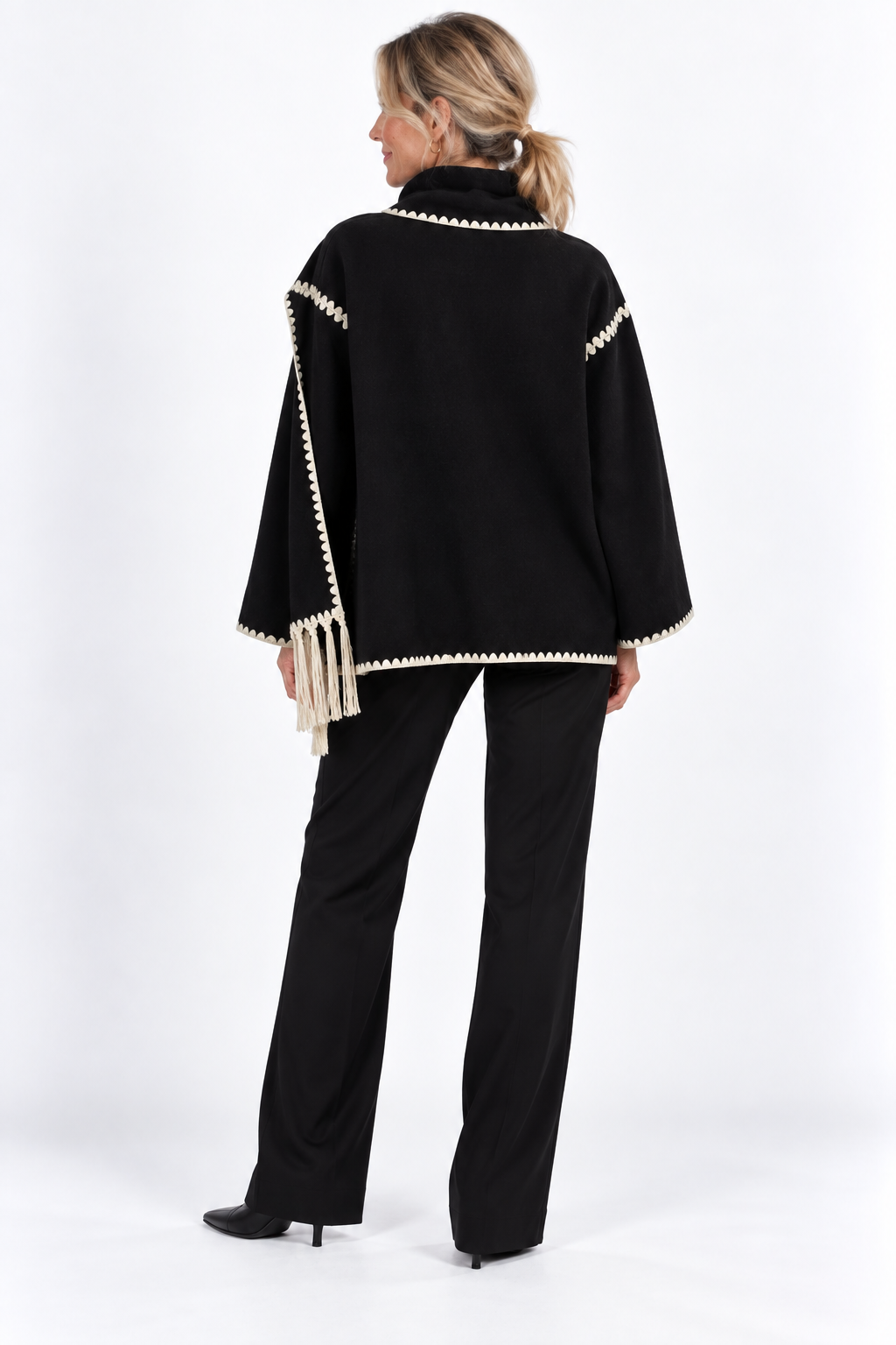 Calindra™ – Contrast Trim Cape Jacket