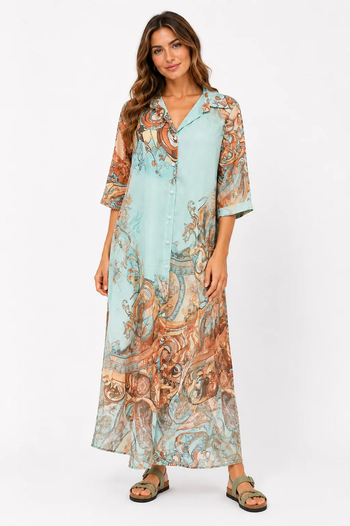 Aveline™ | Artistic Flow Shirt Dress