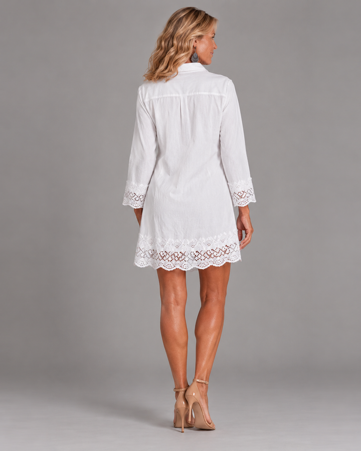 Evelina™ – Lace Detail Shirt Dress