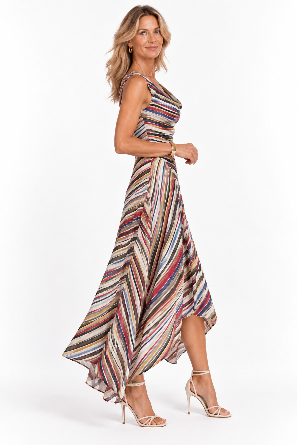Jessamine™ – Striped Asymmetrical Midi Dress