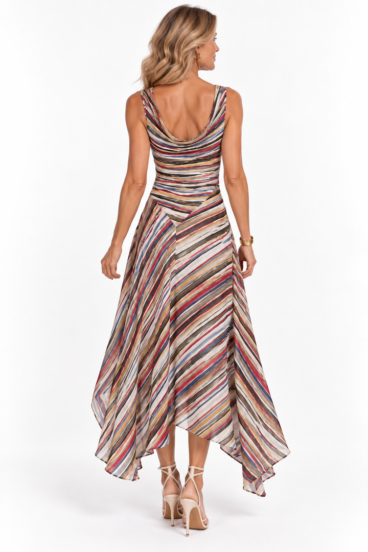 Jessamine™ – Striped Asymmetrical Midi Dress