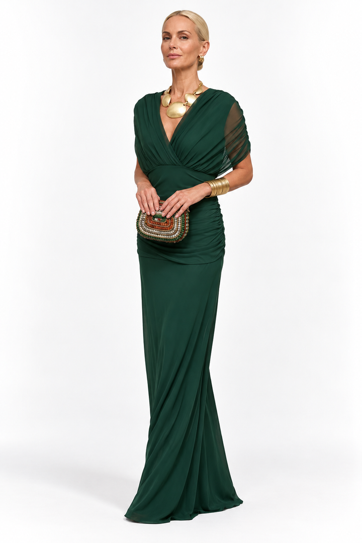 Isolde™ – Draped Evening Maxi Dress