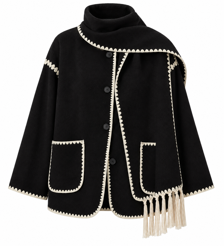 Calindra™ – Contrast Trim Cape Jacket
