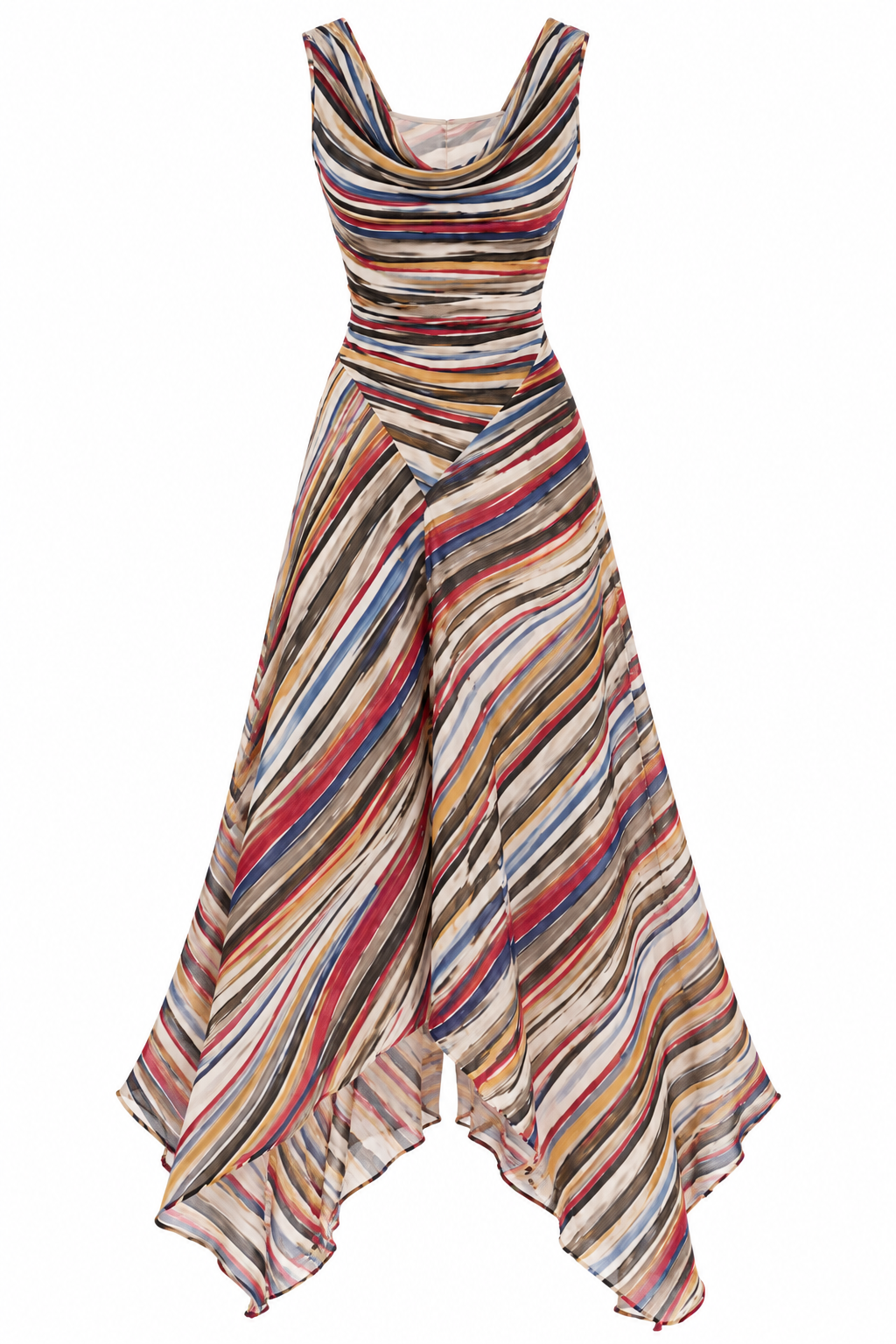 Jessamine™ – Striped Asymmetrical Midi Dress