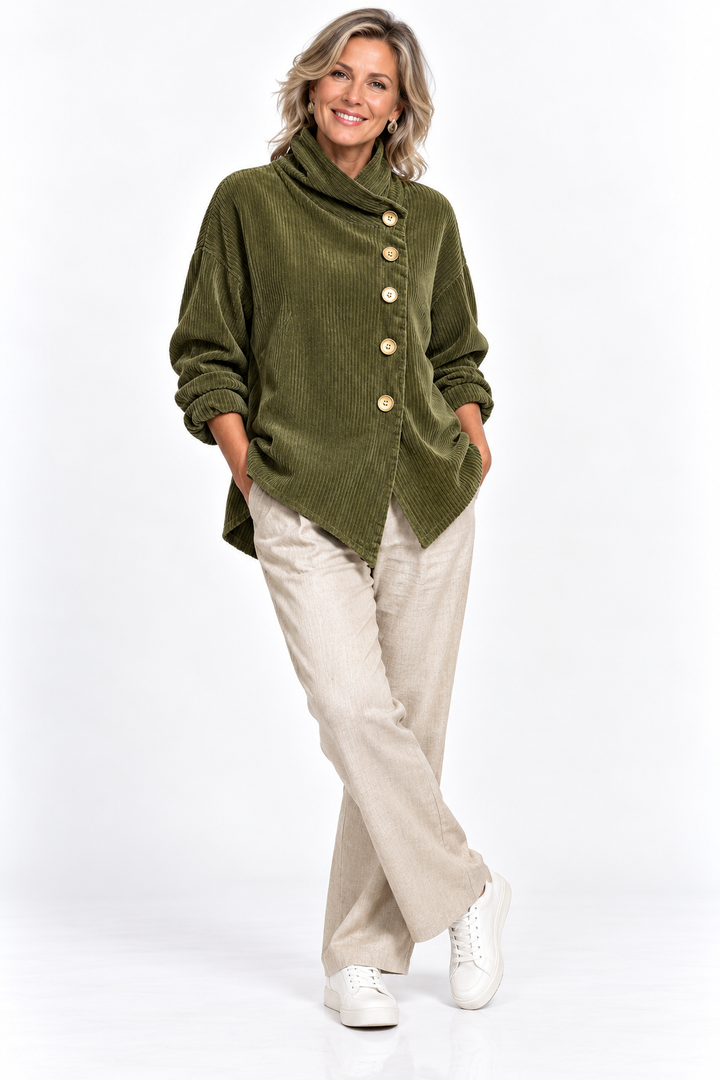 Fenella™ – Corduroy High Collar Jacket