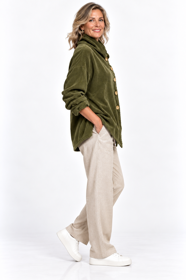 Fenella™ – Corduroy High Collar Jacket
